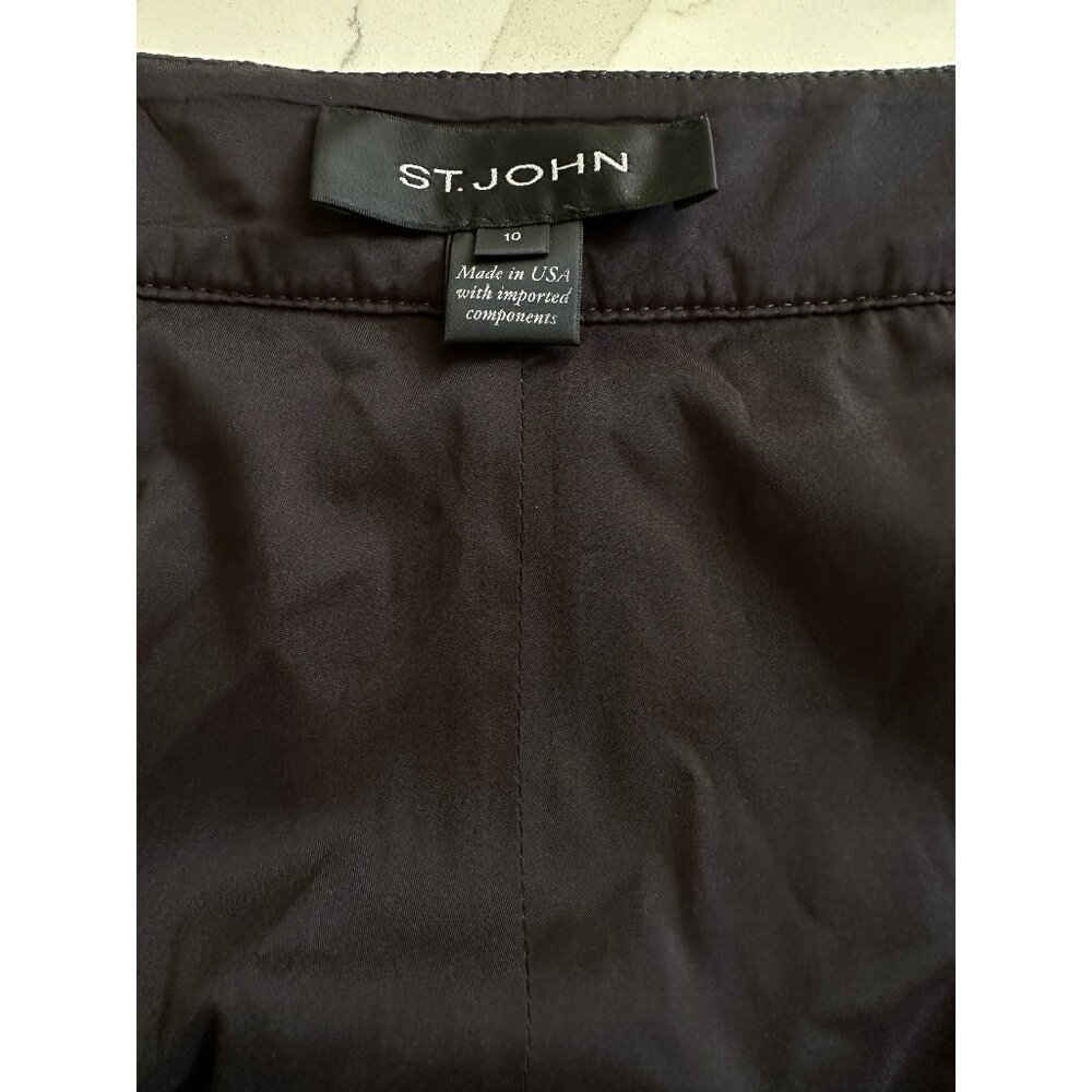 St. John Emma Gold/Black Metallic Jacquard Pants - Holiday Perfection! NWOT - Picture 4 of 11